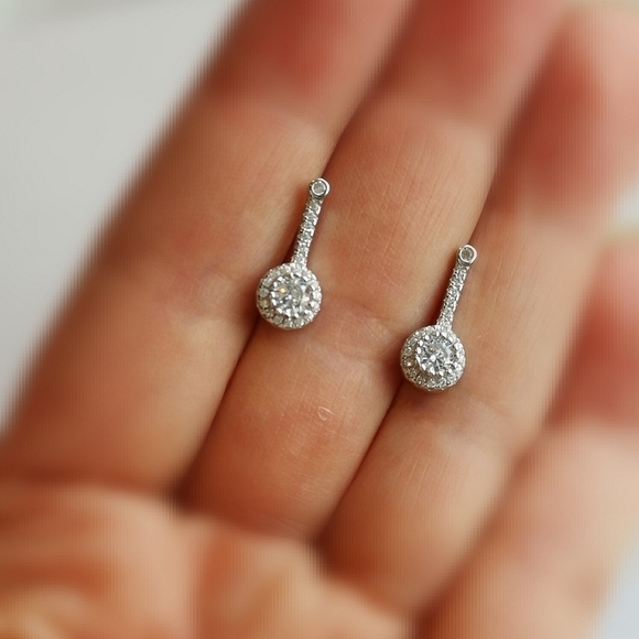 Sterling silver cz drop stud earrings - Picture 6 of 7